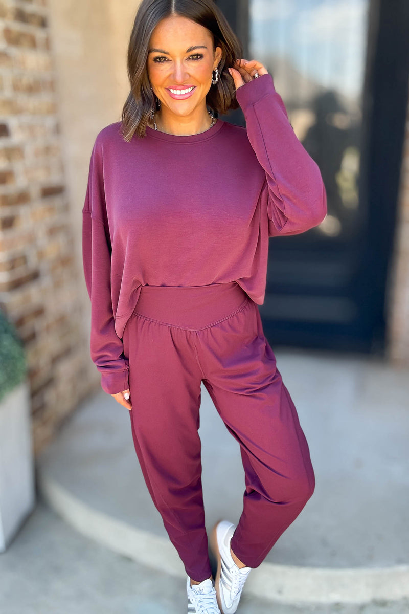 Mono B Dark Plum Laguna Dropped Shoulder Sweatshirt