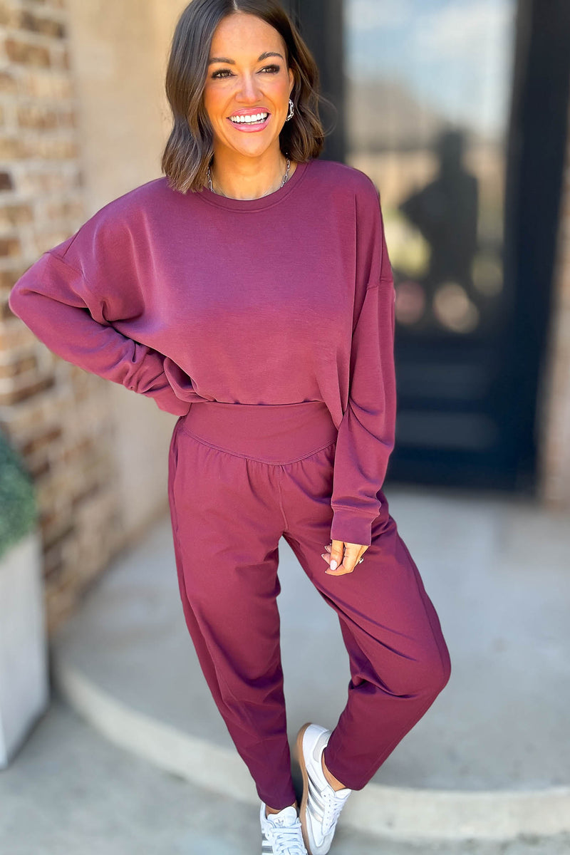 Mono B Dark Plum Laguna Dropped Shoulder Sweatshirt
