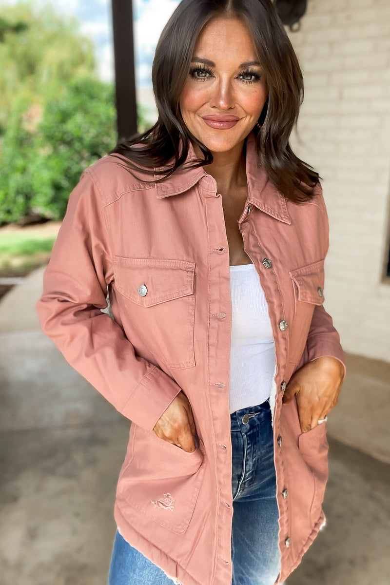 Thankful Rose Sherpa Lined Button Front Jacket