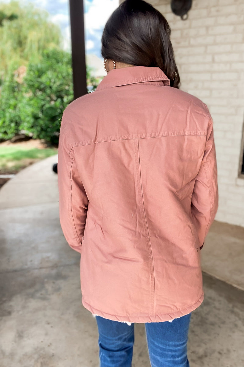 Thankful Rose Sherpa Lined Button Front Jacket