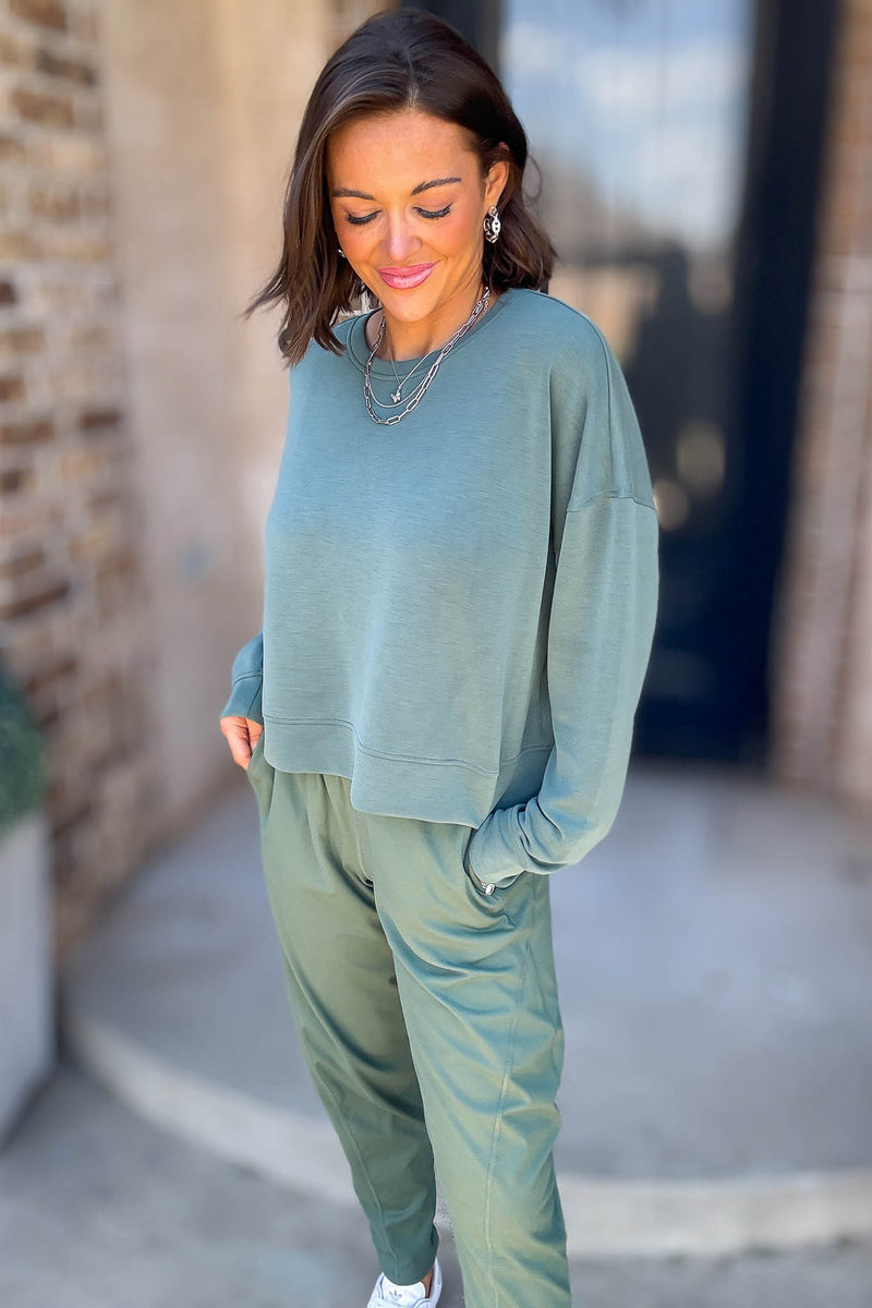 Mono B Silky Pine Laguna Dropped Shoulder Sweatshirt