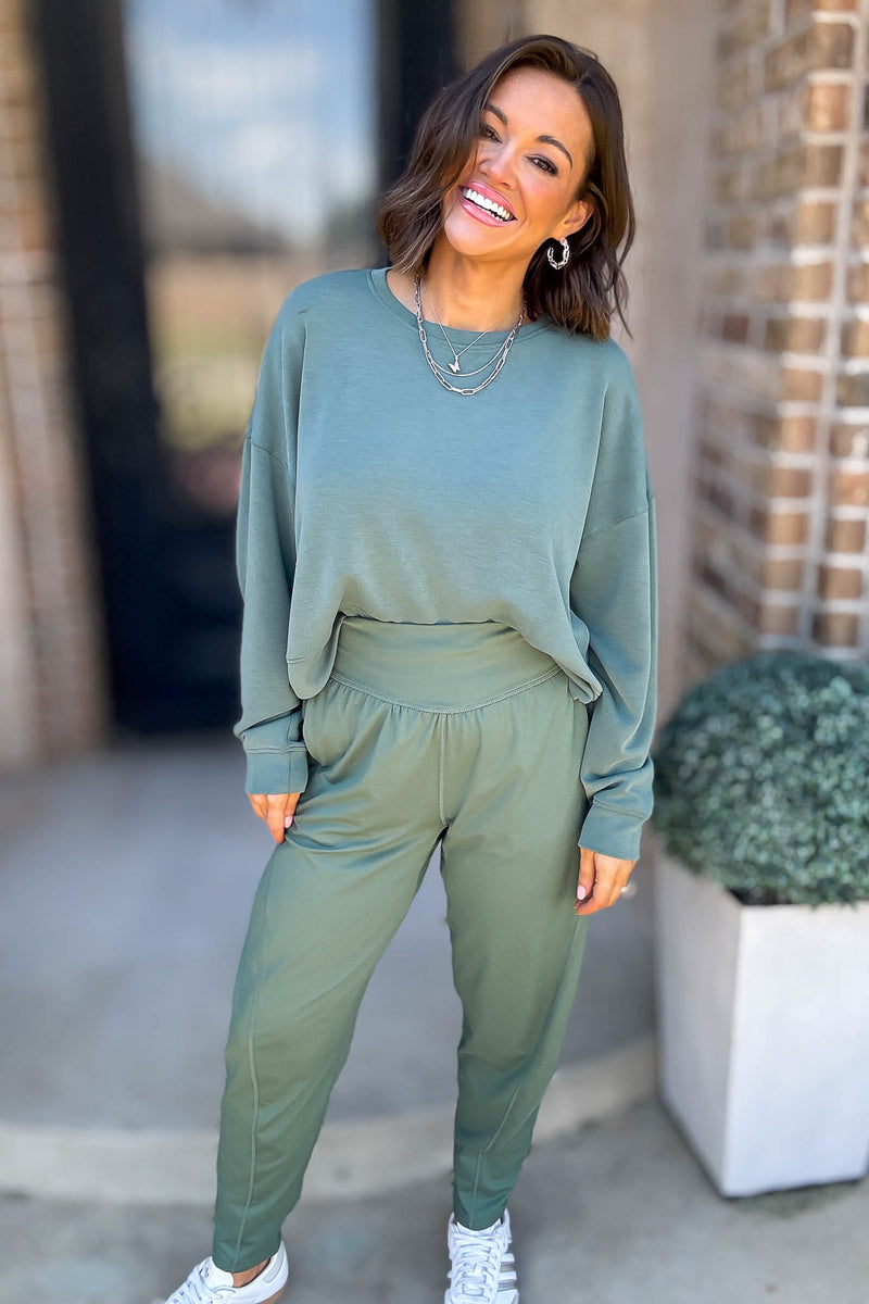 Mono B Silky Pine Laguna Dropped Shoulder Sweatshirt