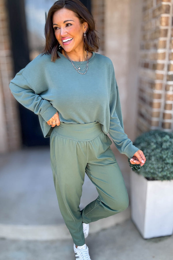 Mono B Venice Silky Pine Flow Barrel Active Pants
