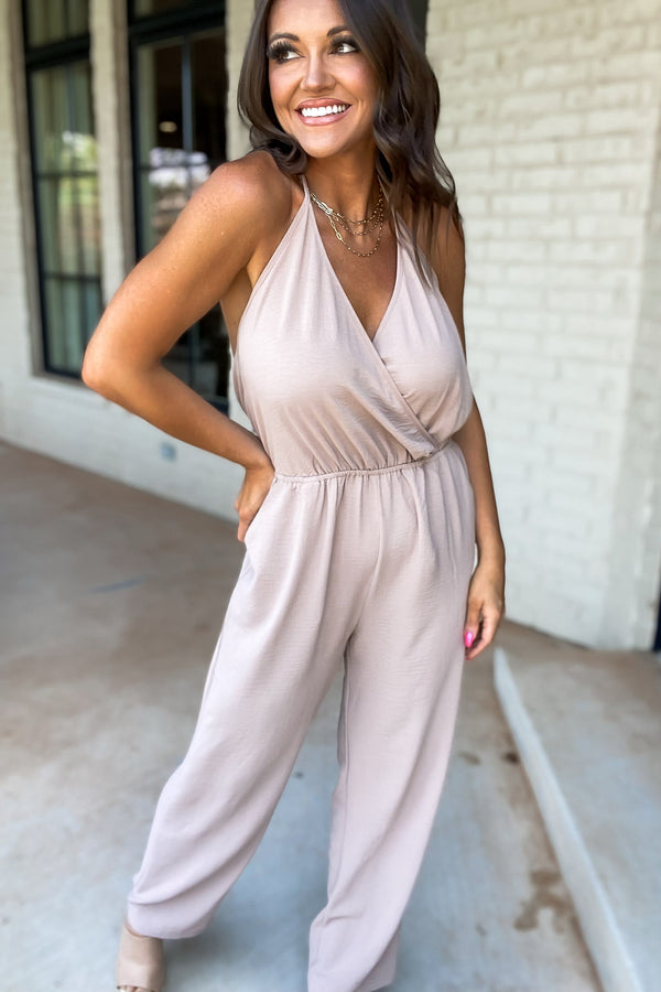 My Only Desire Mocha V-Neck Jumpsuit