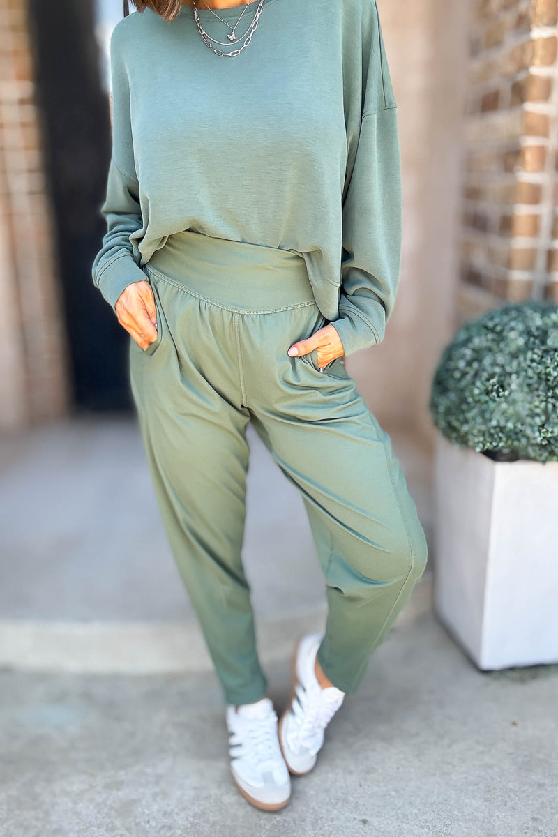 Mono B Venice Silky Pine Flow Barrel Active Pants