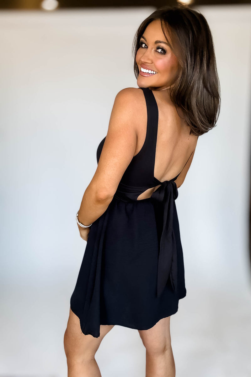 Black Tie Back Dress