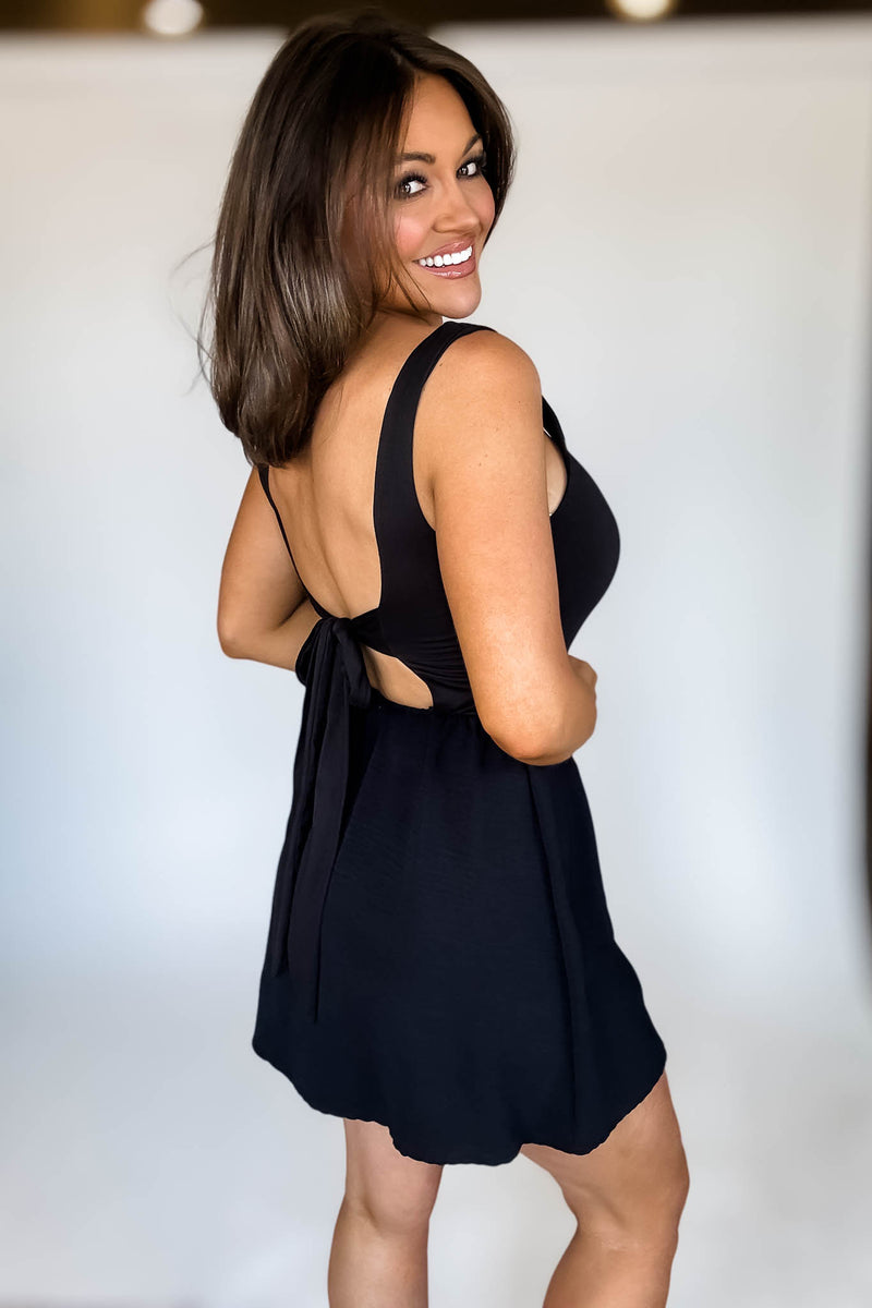 Black Tie Back Dress