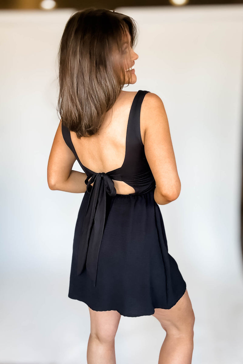 Black Tie Back Dress
