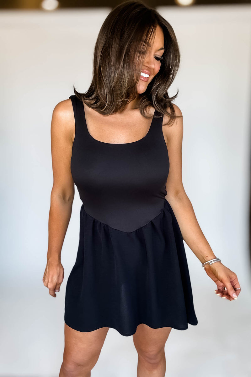Black Tie Back Dress
