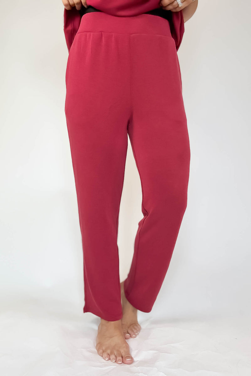 Laguna Garnet Red Soft Drape Cropped Pants