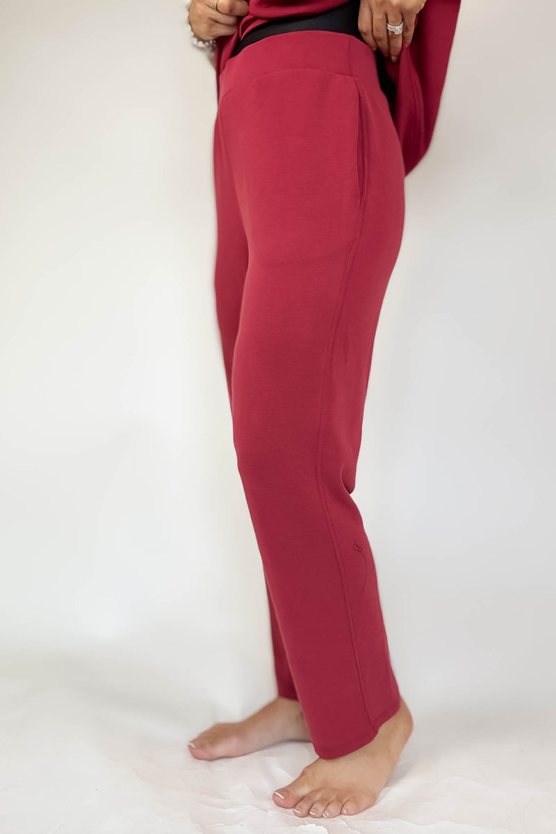 Laguna Garnet Red Soft Drape Cropped Pants