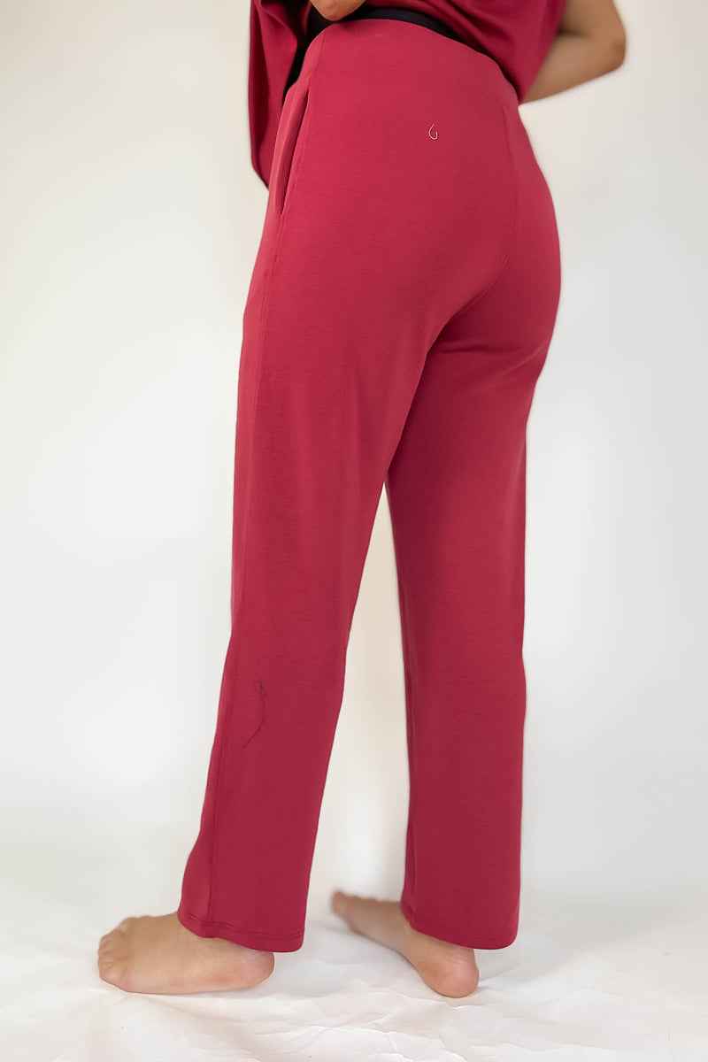 Laguna Garnet Red Soft Drape Cropped Pants