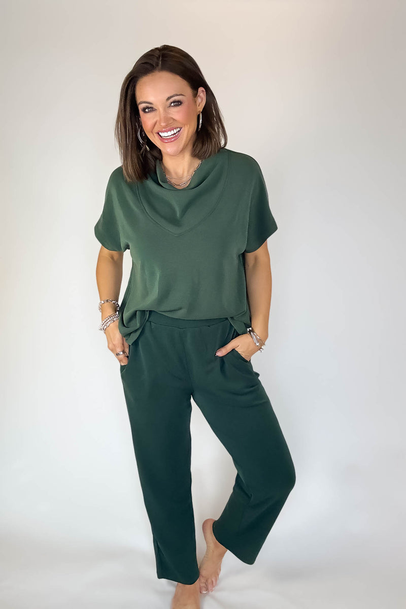 Laguna Deep Forest Soft Drape Cropped Pants