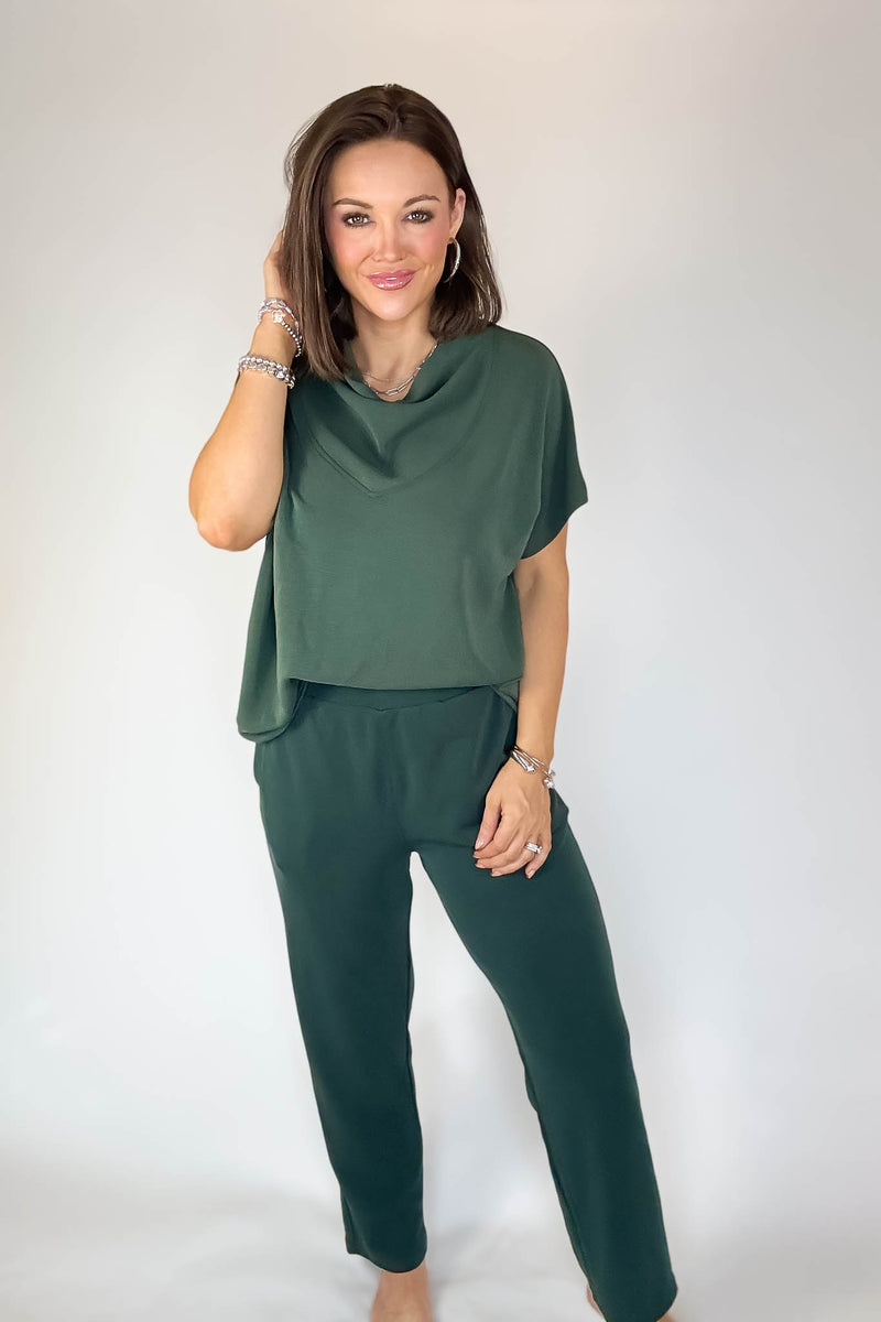 Laguna Deep Forest Soft Drape Cropped Pants