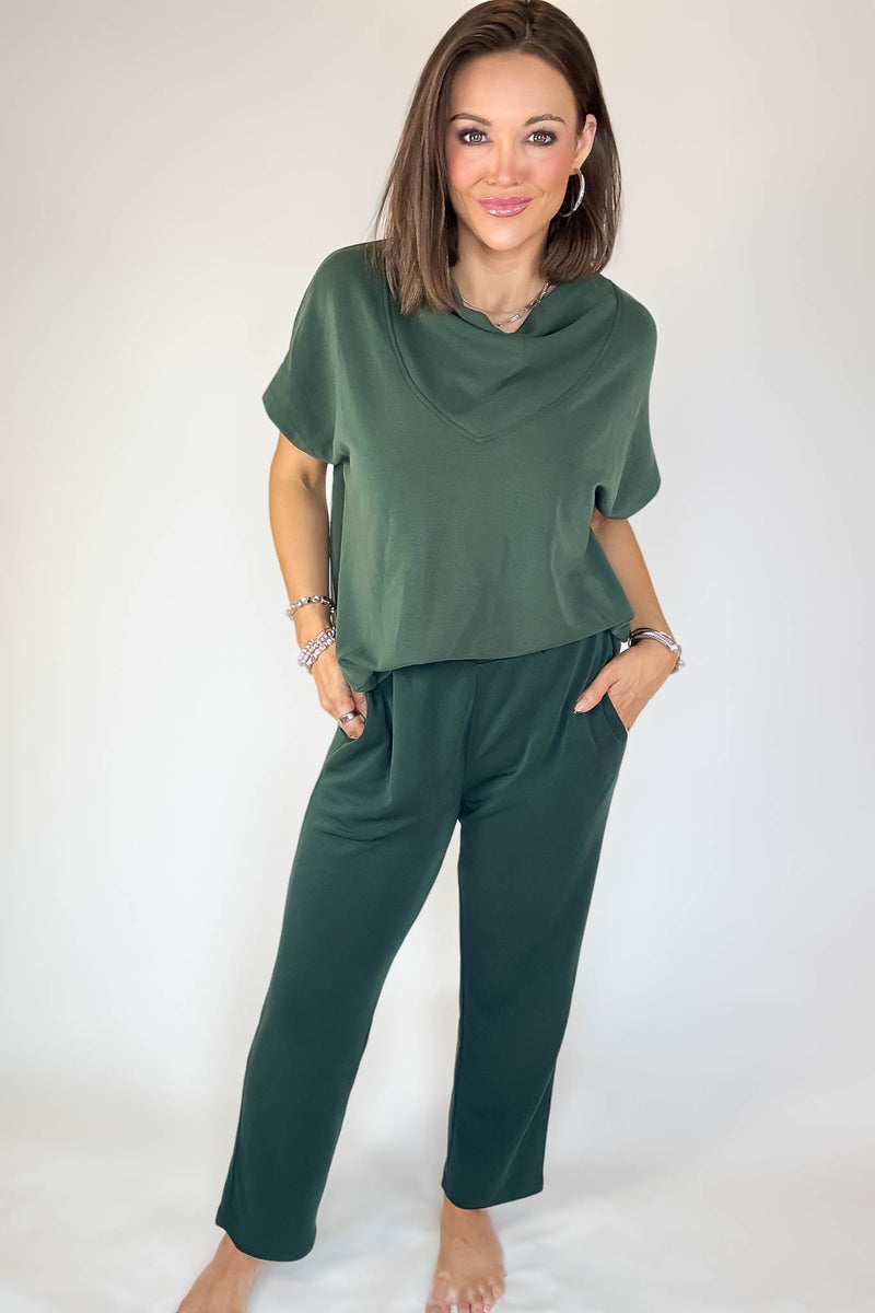 Laguna Deep Forest Soft Drape Cropped Pants