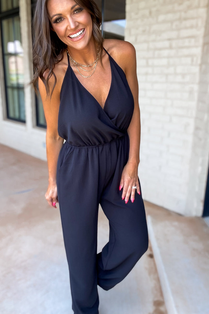 My Only Desire Black V-Neck Jumpsuit