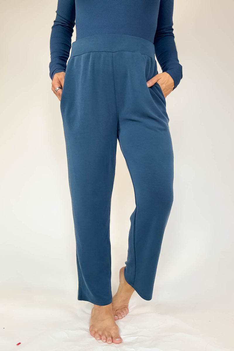 Laguna Midnight Navy Soft Drape Cropped Pants