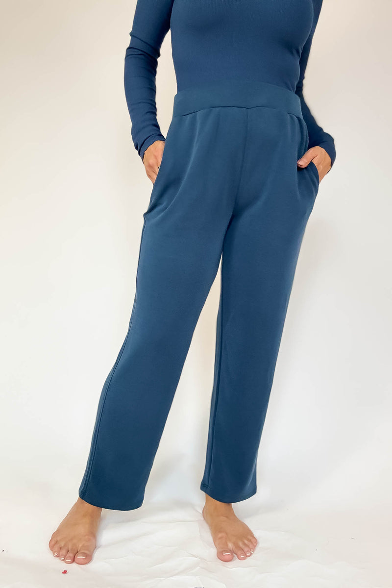 Laguna Midnight Navy Soft Drape Cropped Pants