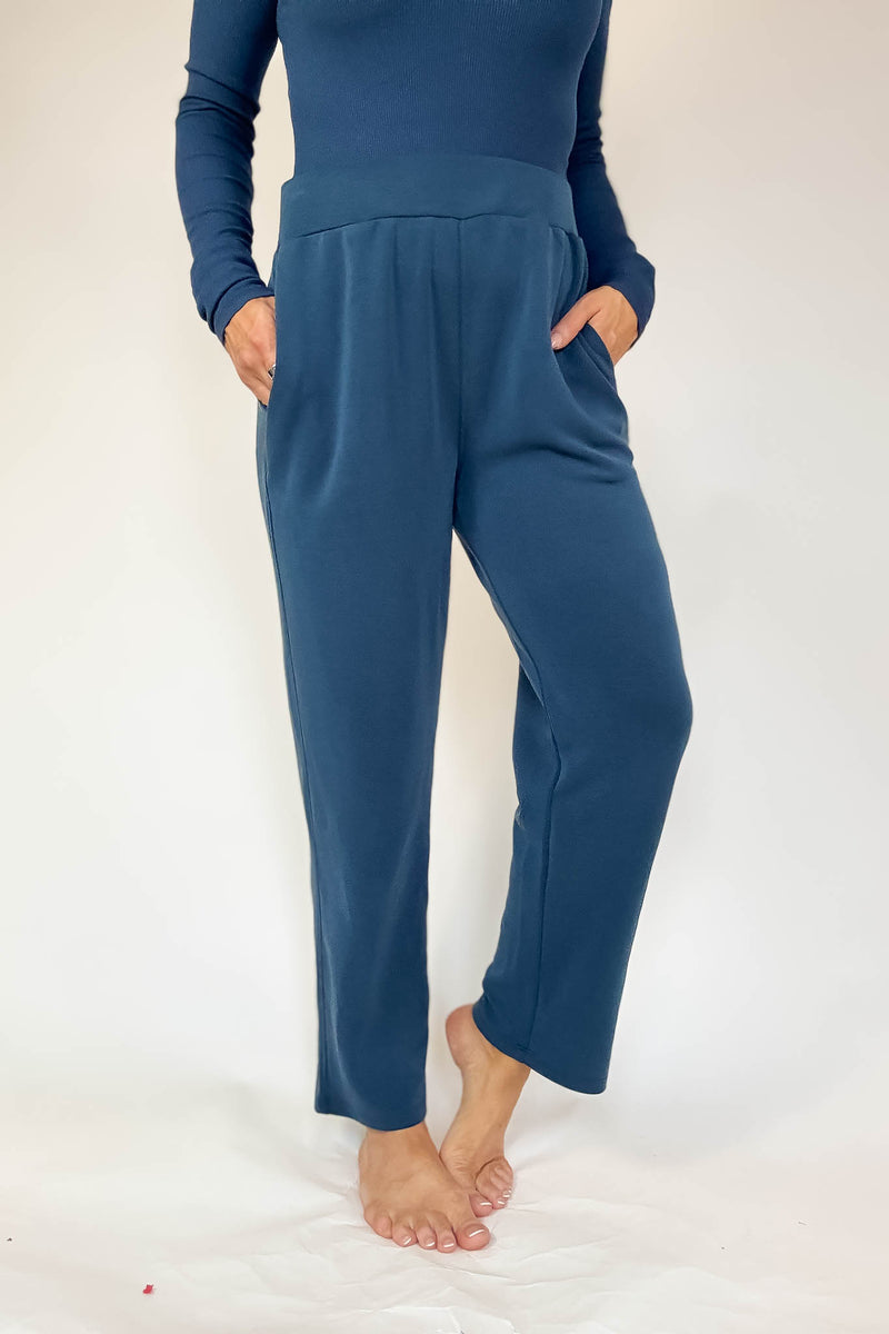 Laguna Midnight Navy Soft Drape Cropped Pants