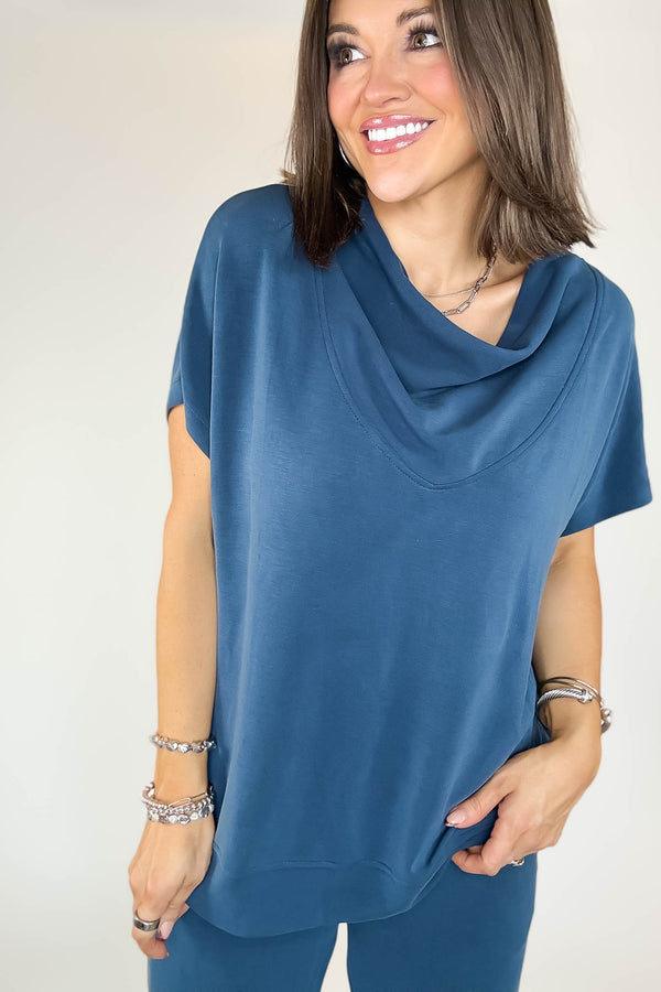 Laguna Midnight Navy Cowl Neck Top