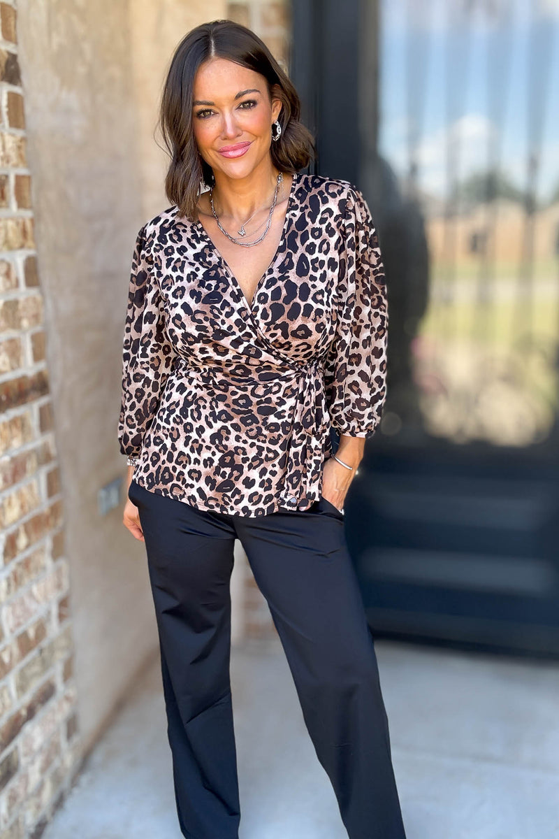 Animal Print Mix Media Puff Self Tie Wrap