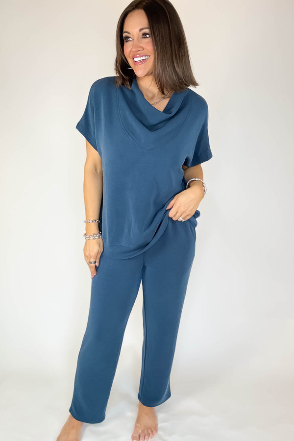 Laguna Midnight Navy Cowl Neck Top