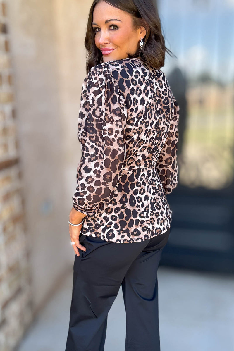Animal Print Mix Media Puff Self Tie Wrap