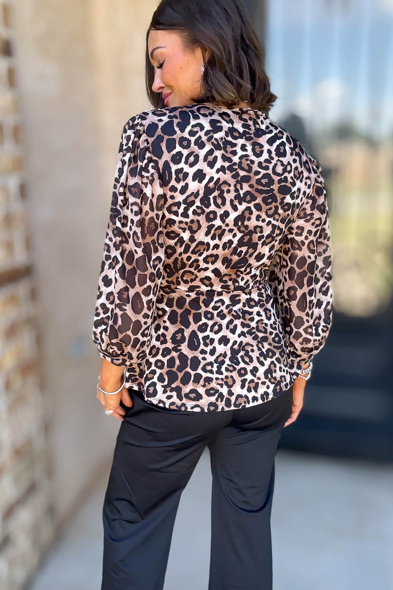 Animal Print Mix Media Puff Self Tie Wrap