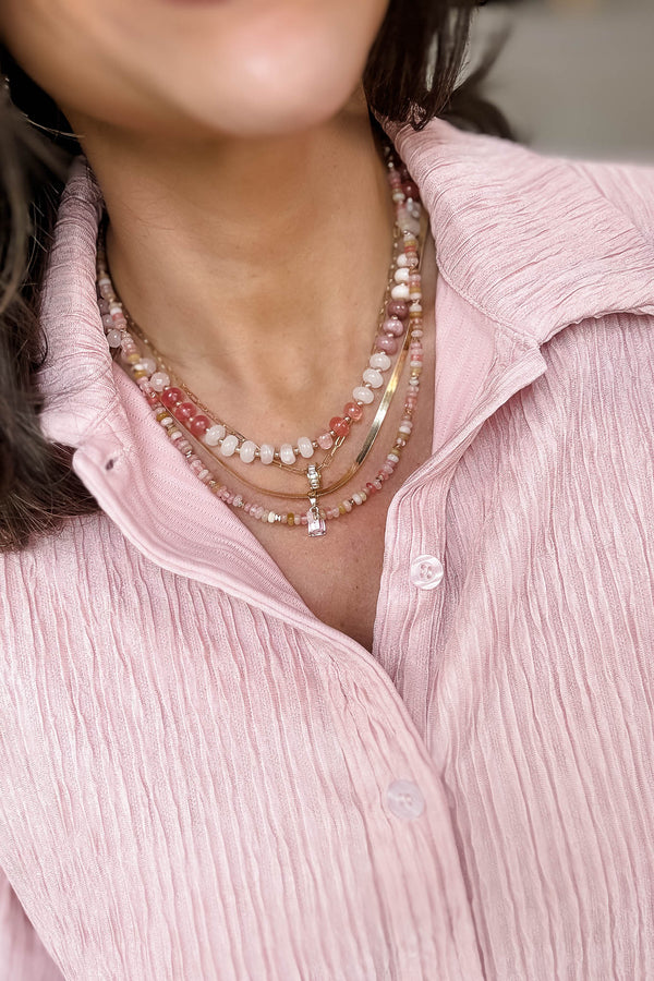18k Gold Blush Non-tarnishSnake Chain Necklace