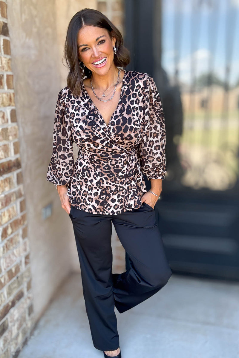 Animal Print Mix Media Puff Self Tie Wrap