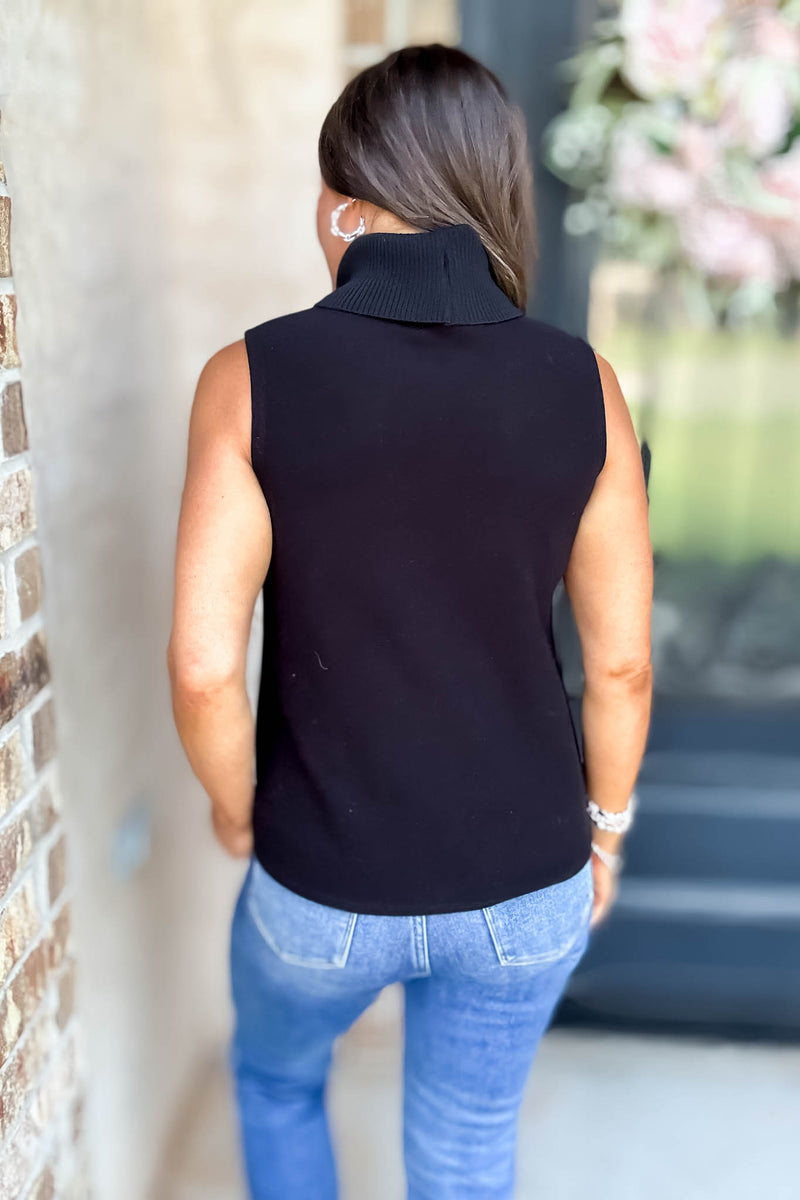 Rewrite Your Story Black Ribbed Mock Neck Sleeveless Top