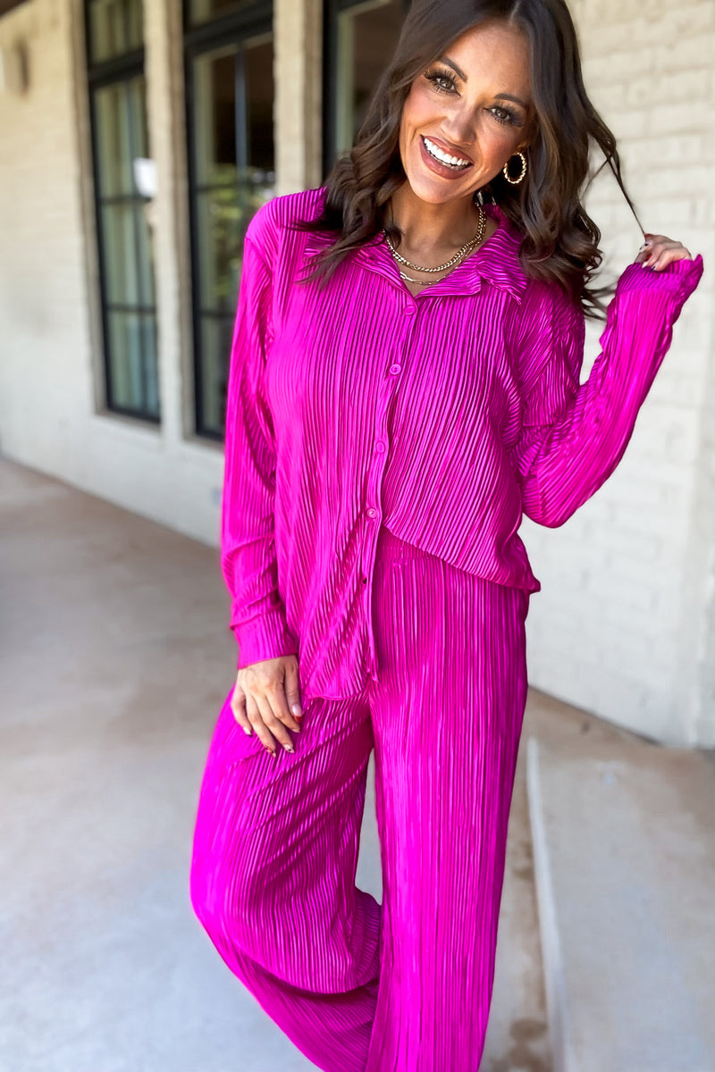 Fancy That Magenta Plisse Pants