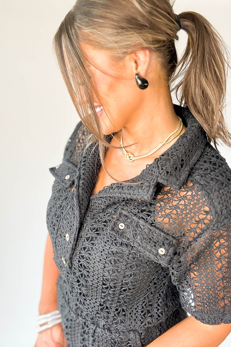 Water Drop Black Earrings