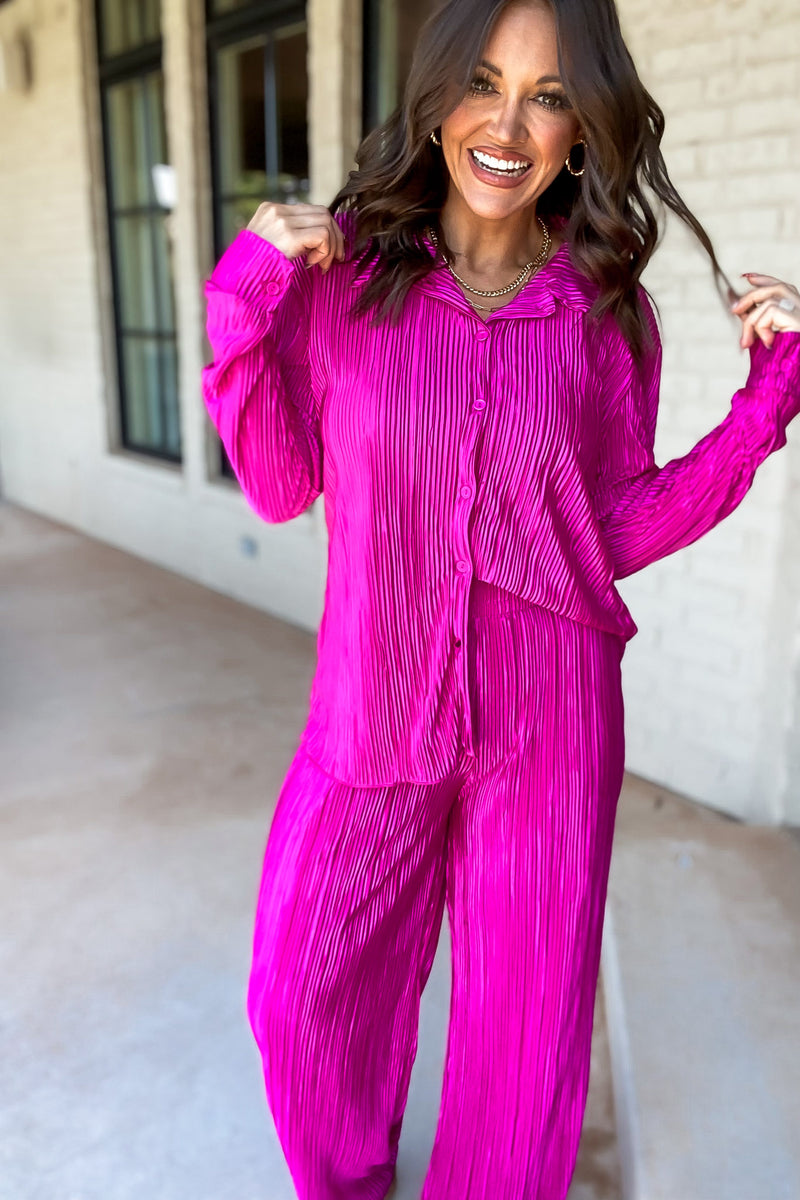 Fancy That Magenta Plisse Pants