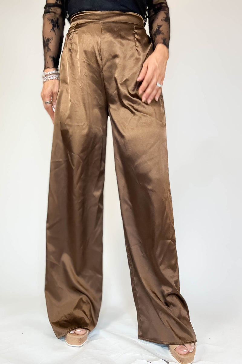 Special Occasions Brown Satin Pants