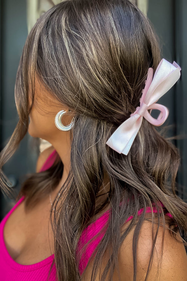 SWEET PINK SILK RIBBON BOWKNOT TASSELS HAIR CLIP CLAW