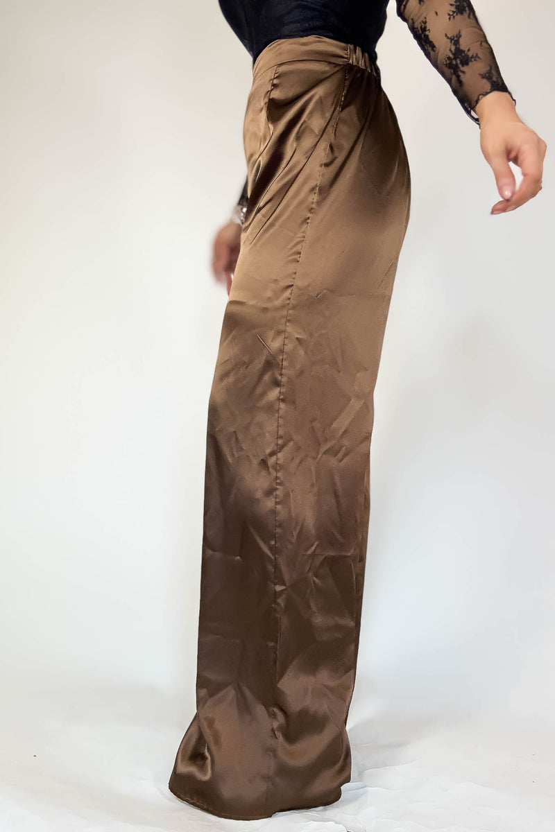 Special Occasions Brown Satin Pants