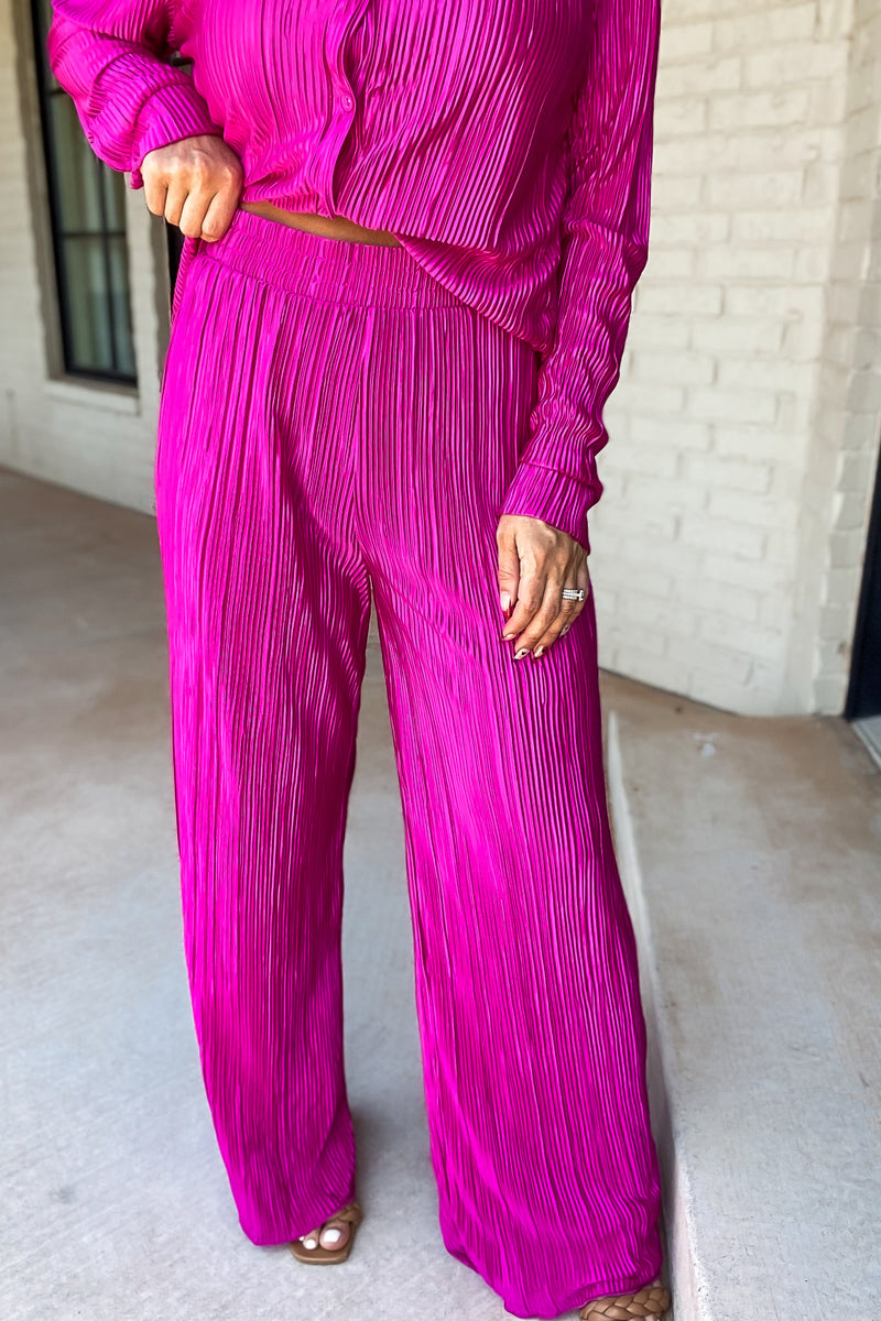 Fancy That Magenta Plisse Pants