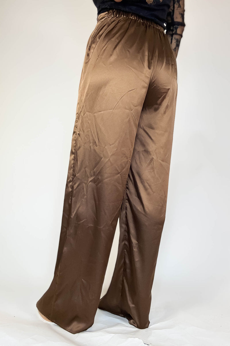 Special Occasions Brown Satin Pants