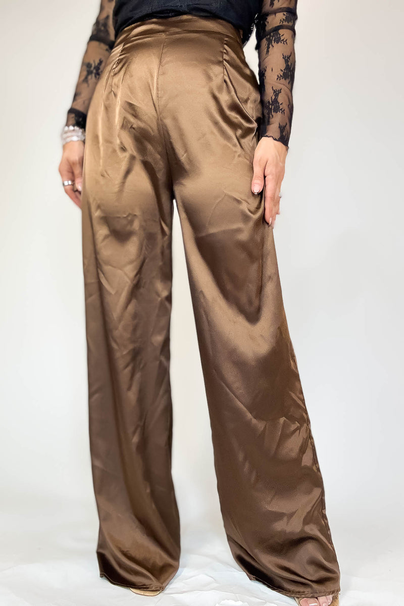 Special Occasions Brown Satin Pants