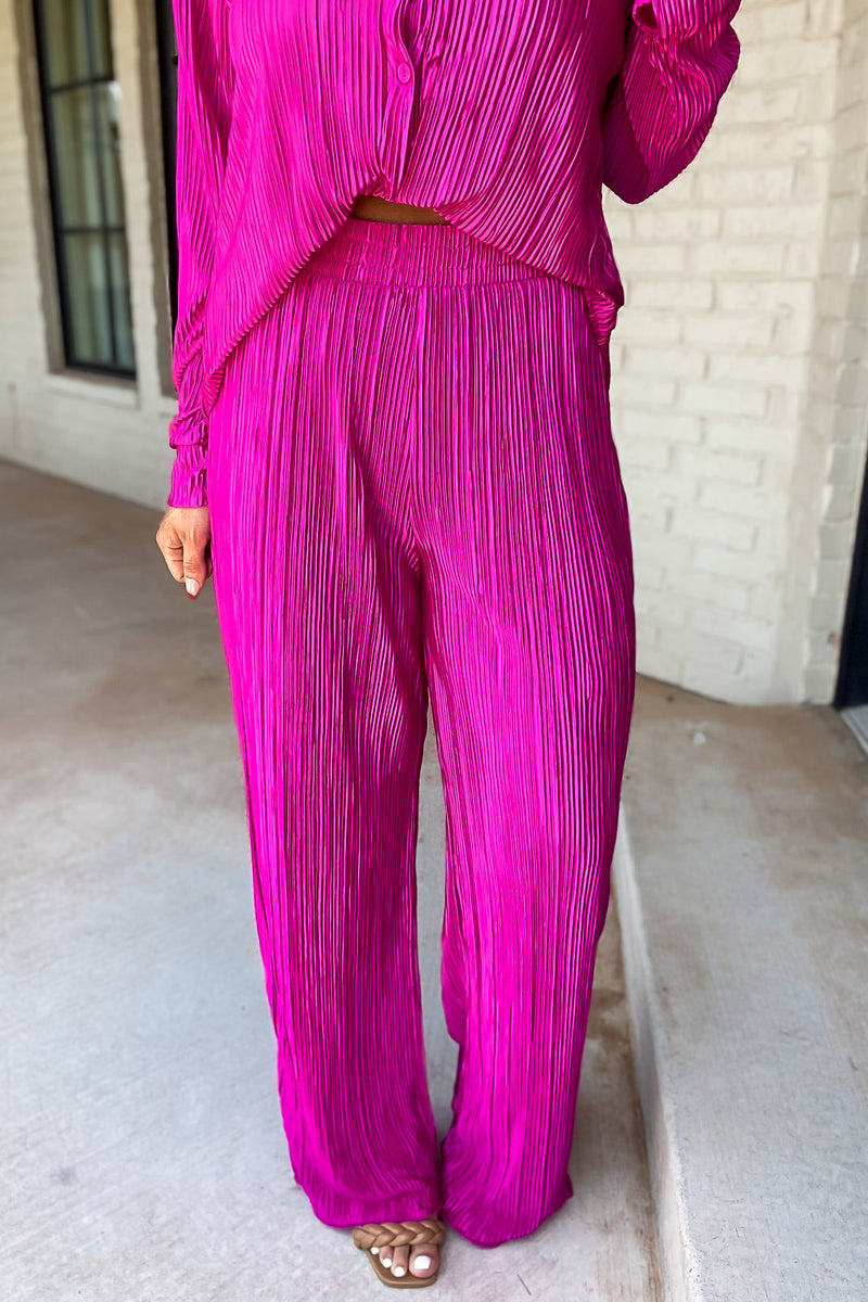 Fancy That Magenta Plisse Pants