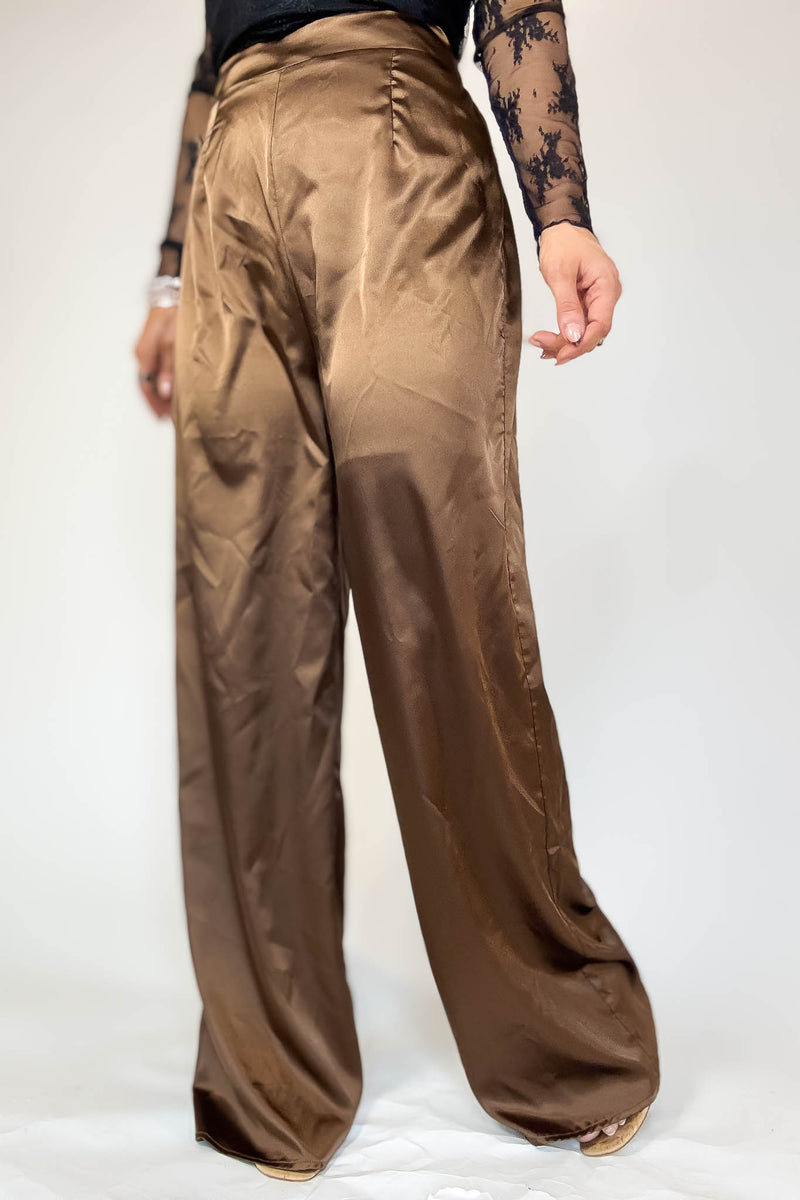 Special Occasions Brown Satin Pants