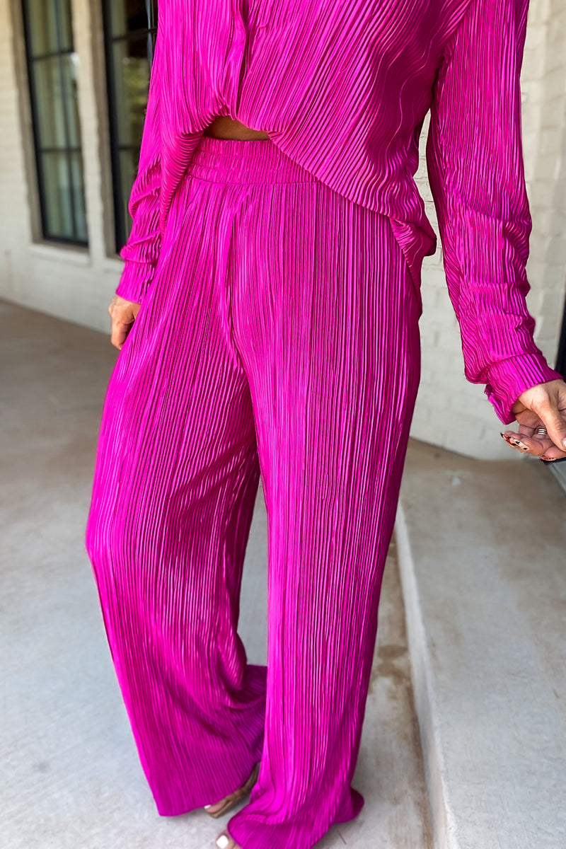 Fancy That Magenta Plisse Pants