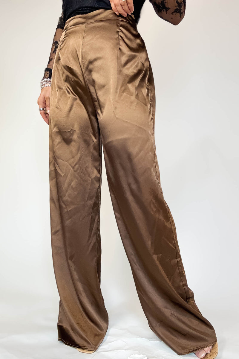 Special Occasions Brown Satin Pants
