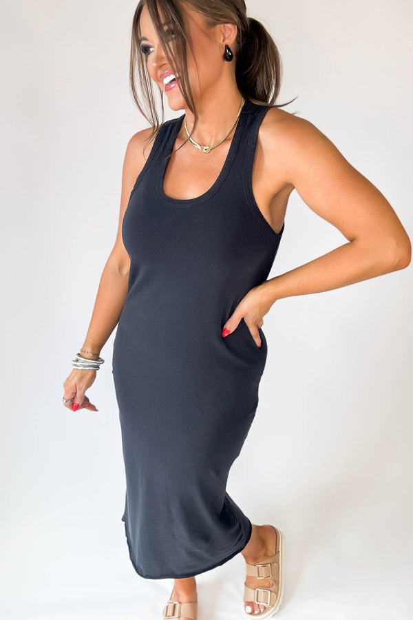 Fun Day Out Black Tank Shift Midi Dress