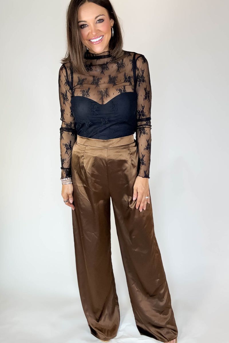 Special Occasions Brown Satin Pants