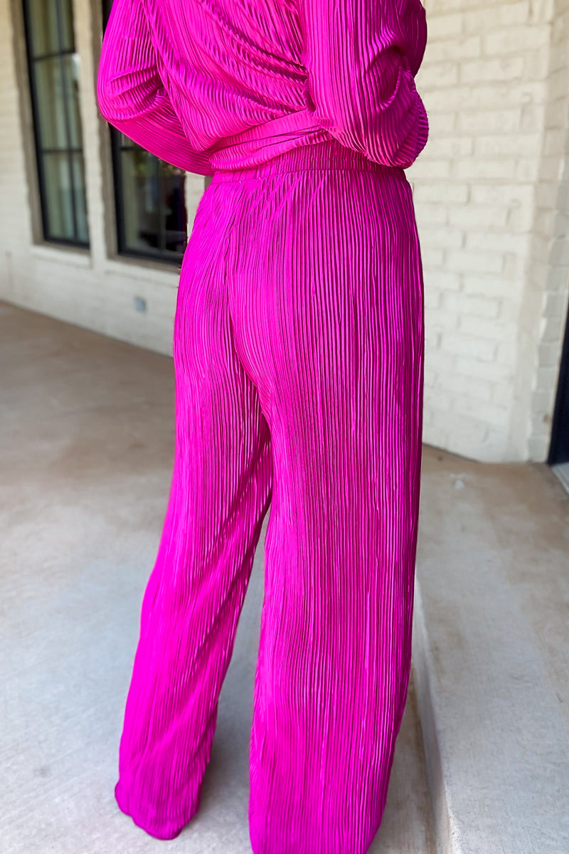 Fancy That Magenta Plisse Pants