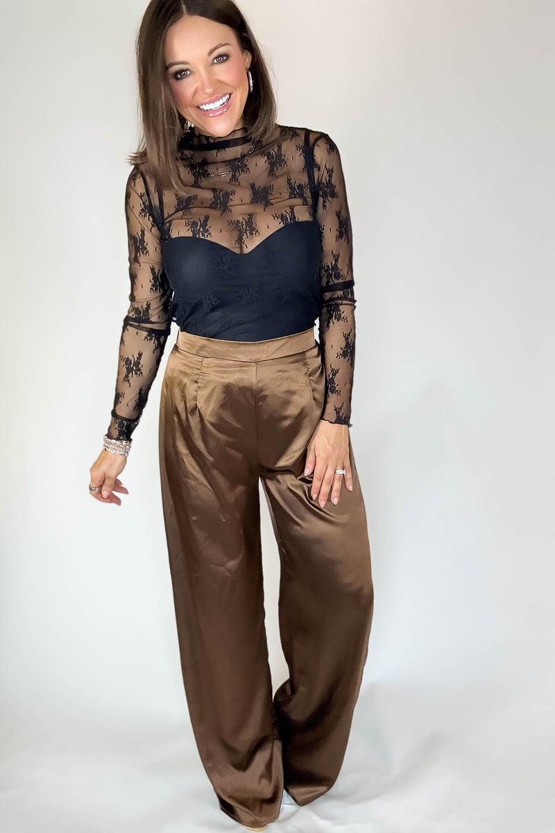 Special Occasions Brown Satin Pants