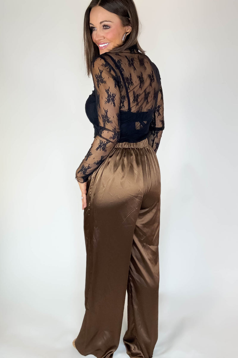 Special Occasions Brown Satin Pants