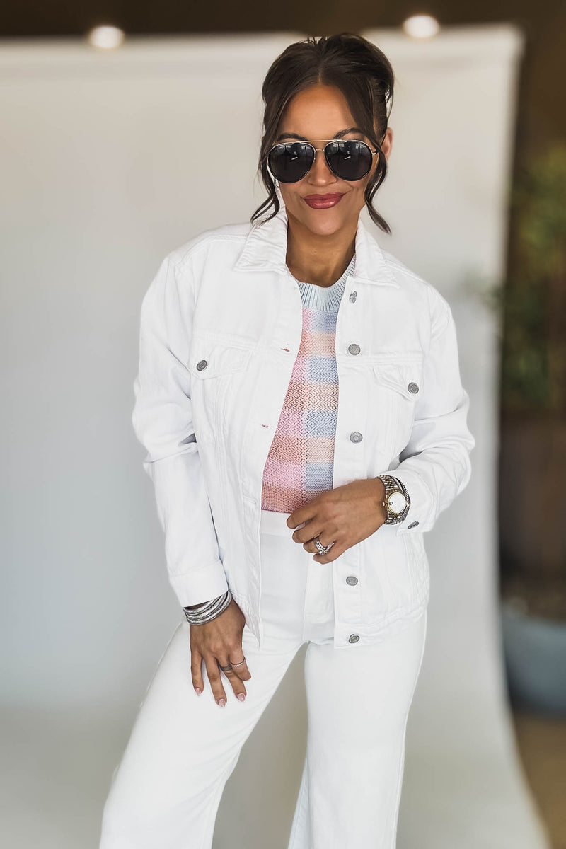 Oversized White Denim Jacket
